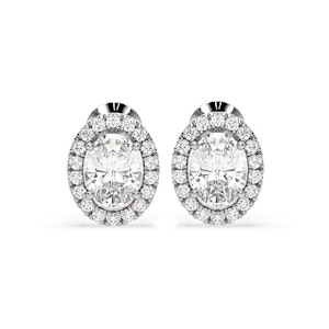 Georgina Oval Lab Diamond Halo Earrings 2.45ct in 18K White Gold F/VS1