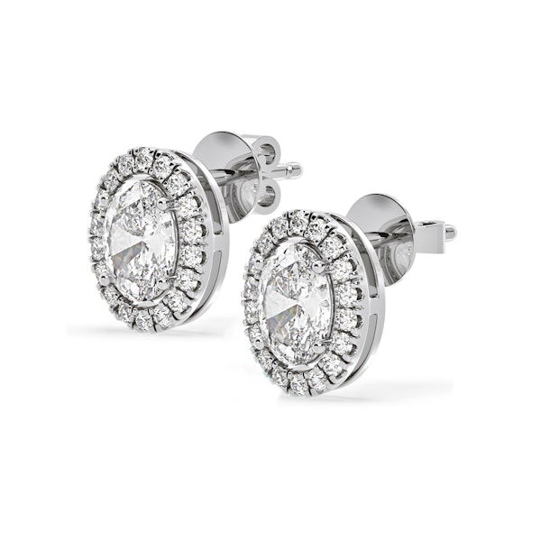 Georgina Oval Lab Diamond Halo Earrings 2.45ct in 18K White Gold F/VS1 - Image 3