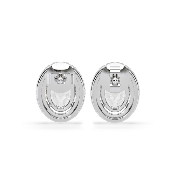 Georgina Oval Lab Diamond Halo Earrings 2.45ct in 18K White Gold F/VS1 - Image 5