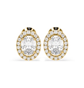 Georgina Oval Lab Diamond Halo Earrings 2.45ct in 18K Yellow Gold F/VS1