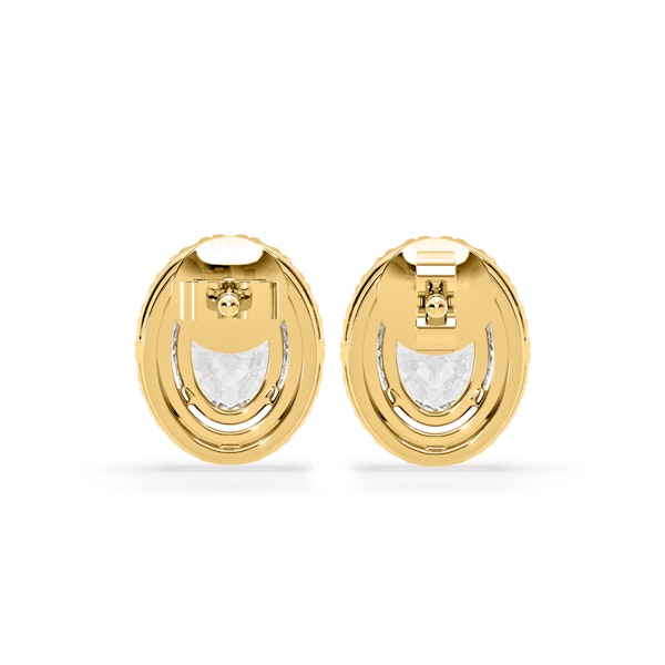 Georgina Oval Lab Diamond Halo Earrings 2.45ct in 18K Yellow Gold F/VS1 - Image 5