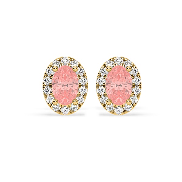 Georgina Pink Lab Diamond 1.34ct Oval Halo Earrings in 18K Gold - Elara Collection - Image 1