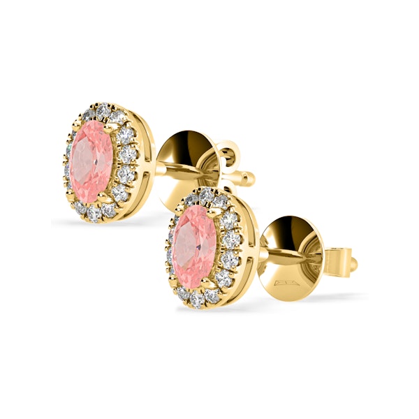 Georgina Pink Lab Diamond 1.34ct Oval Halo Earrings in 18K Gold - Elara Collection - Image 3