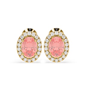 Georgina Pink Lab Diamond 2.45ct Oval Halo Earrings in 18K Gold - Elara Collection