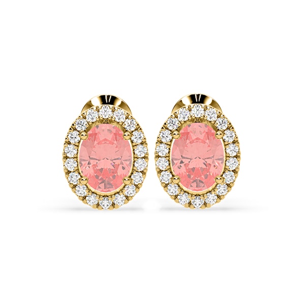 Georgina Pink Lab Diamond 2.45ct Oval Halo Earrings in 18K Gold - Elara Collection - Image 1