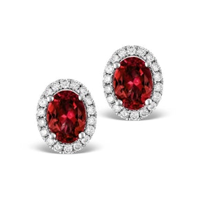 Ruby 2.30CT And Diamond 18K White Gold Earrings