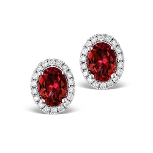 Ruby 2.30CT And Diamond 18K White Gold Earrings