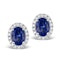Sapphire 7mm x 5mm And Diamond 18K White Gold Earrings - image 1