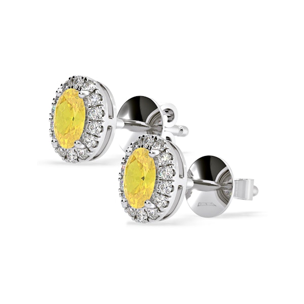 Georgina Yellow Lab Diamond 1.34ct Oval Halo Earrings in 18K White Gold - Elara Collection - Image 3