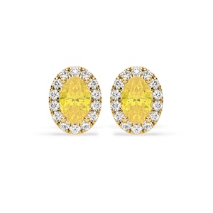 Georgina Yellow Lab Diamond 1.34ct Oval Halo Earrings in 18K Gold - Elara Collection