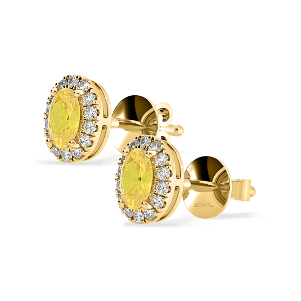 Georgina Yellow Lab Diamond 1.34ct Oval Halo Earrings in 18K Gold - Elara Collection - Image 3