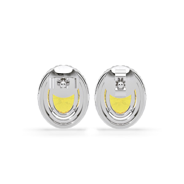 Georgina Yellow Lab Diamond 2.45ct Oval Halo Earrings in 18K White Gold - Elara Collection - Image 5