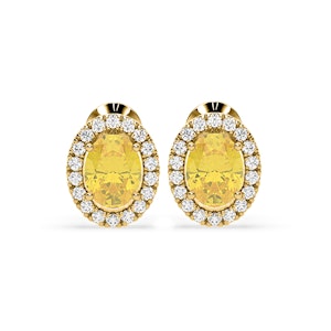 Georgina Yellow Lab Diamond 2.45ct Oval Halo Earrings in 18K Gold - Elara Collection