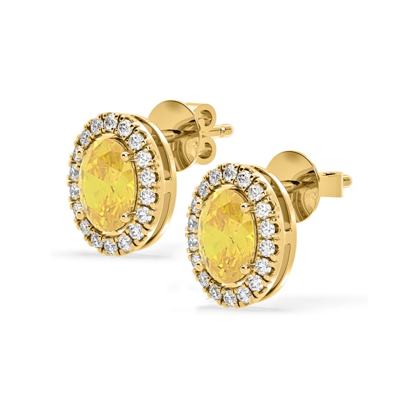Georgina Yellow Lab Diamond 2.45ct Oval Halo Earrings in 18K Gold - Elara Collection - Image 3