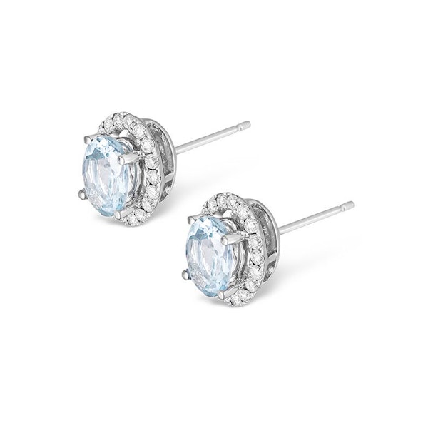 Aquamarine 1.40CT And Diamond 18K White Gold Earrings - Image 2