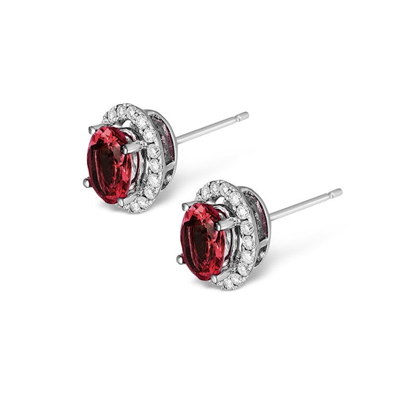 Ruby 2.30CT And Diamond 18K White Gold Earrings - Image 2
