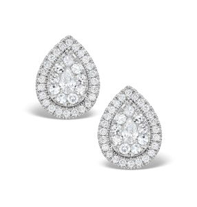 Halo Diamond Earrings 1.20ct Pear Shaped Galileo in 18K White Gold