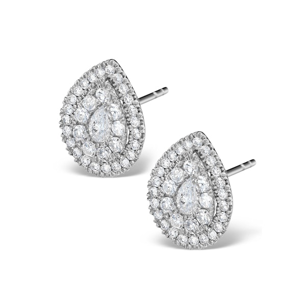 Halo Diamond Earrings 1.20ct Pear Shaped Galileo in 18K White Gold - Image 2