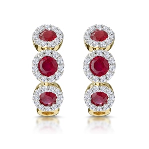 Ruby and Lab Diamond Trilogy Earrings in 9K Gold - Asteria Collection
