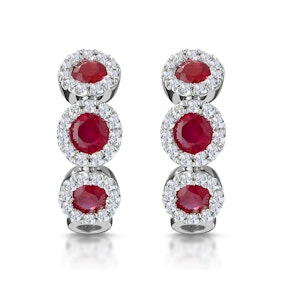 Ruby and Diamond Trilogy Earrings 18K White Gold - Asteria Collection