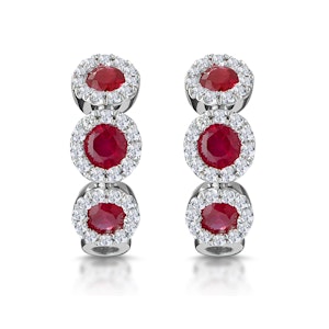 Ruby and Diamond Trilogy Earrings 18K White Gold - Asteria Collection