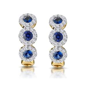 Sapphire and Lab Diamond Trilogy Earrings in 9K Gold - Asteria