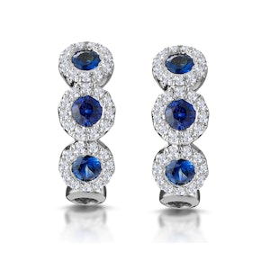 Sapphire and Lab Diamond Trilogy Earrings in 9K White Gold - Asteria