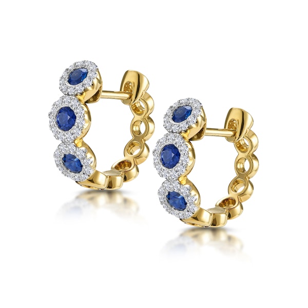 Sapphire and Lab Diamond Trilogy Earrings in 9K Gold - Asteria - Image 3