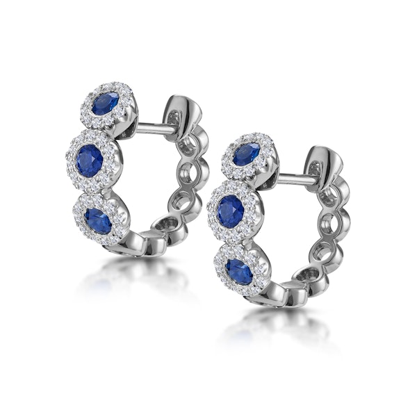 Sapphire and Diamond Earrings 18K White Gold - Asteria Collection - Image 3