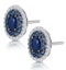 Sapphire and Diamond Halo Earrings 18K White Gold - Asteria Collection - image 3