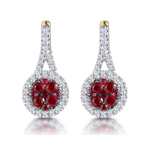 0.75ct Ruby Diamond Halo Earrings in 18K Gold - Asteria Collection