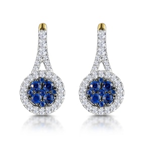 0.75ct Sapphire and Diamond Halo Earrings 18K Gold Asteria Collection