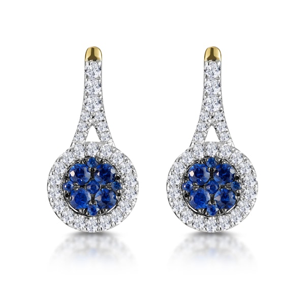 0.75ct Sapphire and Diamond Halo Earrings 18K Gold Asteria Collection - Image 1