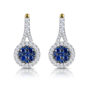0.75ct Sapphire and Diamond Halo Earrings 18K Gold Asteria Collection