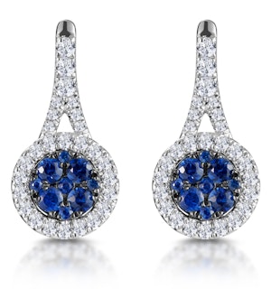 0.75ct Sapphire and Lab Diamond Halo Asteria Earrings 9KW Gold