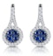 0.75ct Sapphire and Diamond Halo Asteria Earrings 18KW Gold - image 1