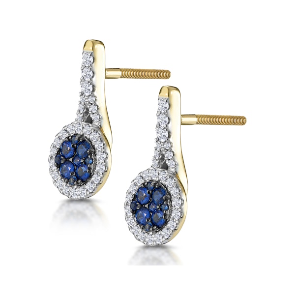 0.75ct Sapphire and Diamond Halo Earrings 18K Gold Asteria Collection - Image 3