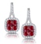 1.05ct Ruby and Diamond Halo Earrings 18KW Gold - Asteria Collection - image 1