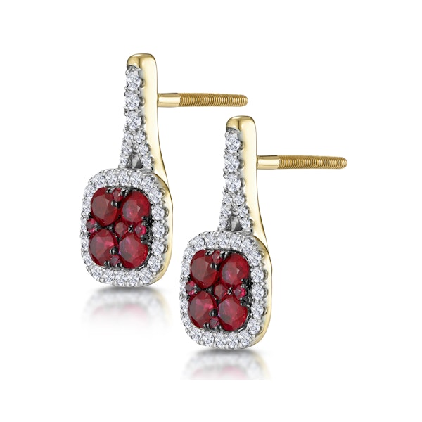 1.05ct Ruby and Diamond Halo Earrings in 18K Gold - Asteria Collection - Image 3