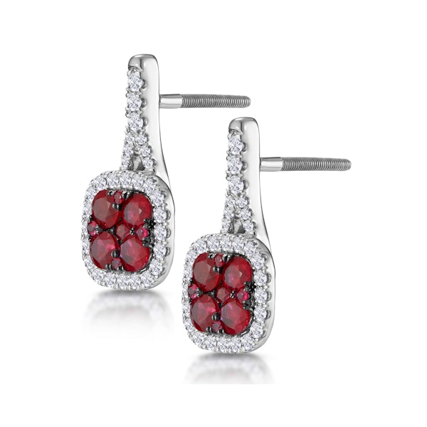 1.05ct Ruby and Diamond Halo Earrings 18KW Gold - Asteria Collection - Image 3