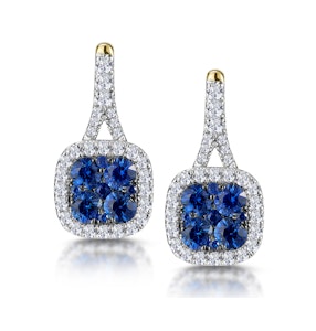 1ct Sapphire and Diamond Halo Earrings 18K Gold - Asteria Collection