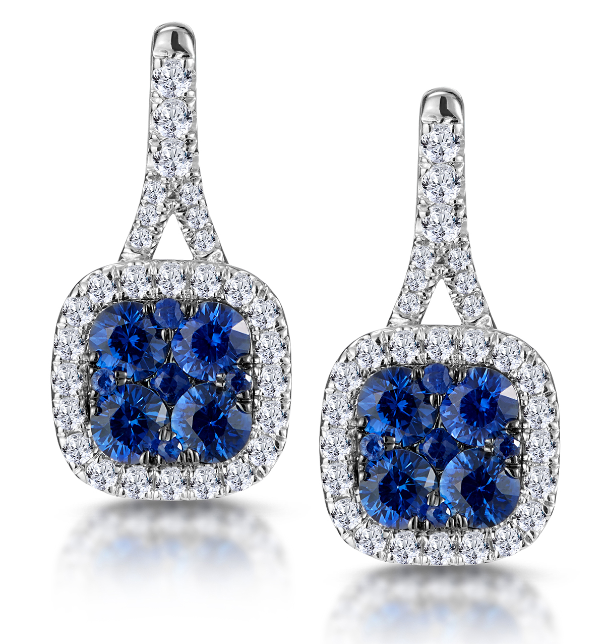 Cushion cut sapphire earrings store