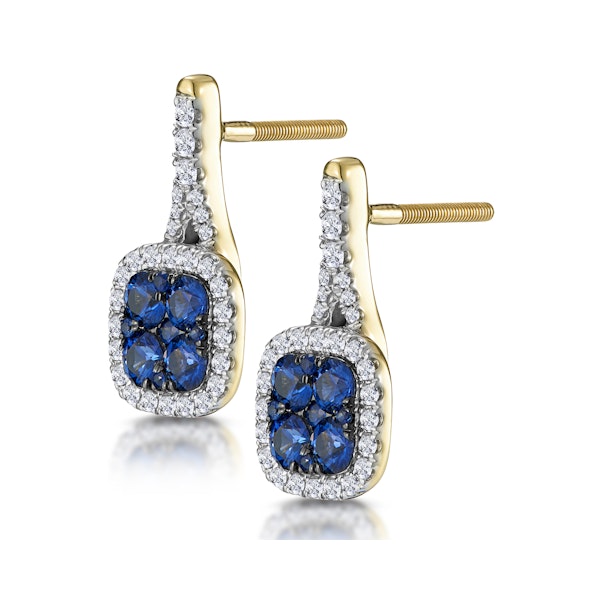 1ct Sapphire and Diamond Halo Earrings 18K Gold - Asteria Collection - Image 3