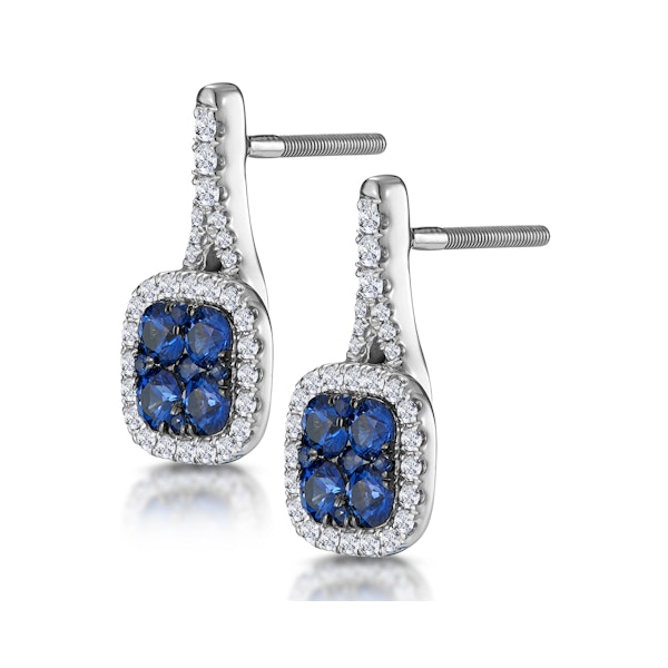 1ct Sapphire and Diamond Halo Earrings 18KW Gold - Asteria Collection - Image 3