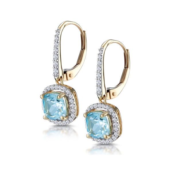 2ct Blue Topaz and Diamond Halo Earrings 18K Gold - Asteria Collection - Image 3