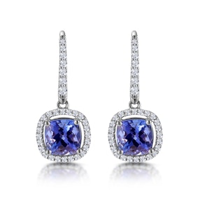 2ct Tanzanite and Diamond Halo Earrings 18KW Gold - Asteria Collection