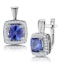 3ct Tanzanite and Diamond Halo Earrings 18KW Gold - Asteria Collection - image 1