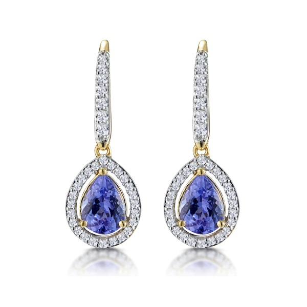 1.4ct Tanzanite and Diamond Halo Earrings 18K Gold Asteria Collection - Image 1