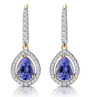 1.4ct Tanzanite and Diamond Halo Earrings 18K Gold Asteria Collection