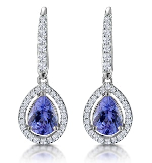 1.4ct Tanzanite and Diamond Halo Earrings 18KW Gold Asteria Collection